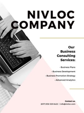 Business Services Ad Worker Typing on Laptop