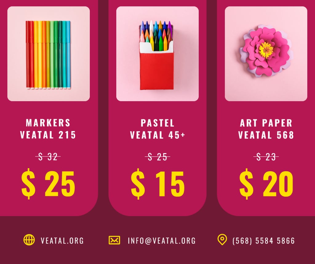 Art Supplies Sale Colorful Pencils and Paper — ein Design erstellen Art Supplies Sale Colorful Pencils and Paper — ein Design erstellen