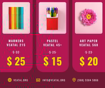 Art equipment and Stationery sale in pink