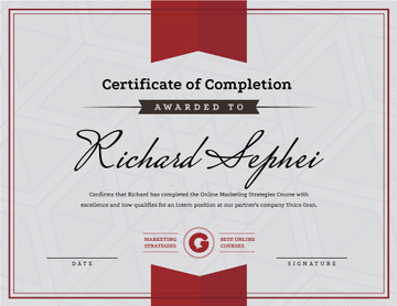 Online Marketing Program Completion in red