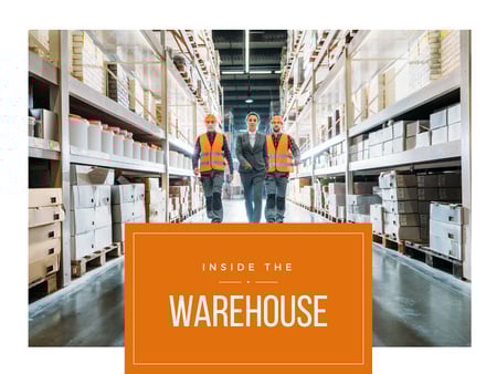 Workers walking in warehouse Presentation Design Template