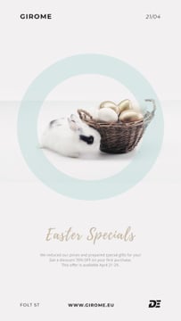 Easter Cute Bunny with Eggs in basket