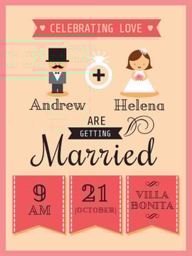 Wedding Invitation with Groom and Bride