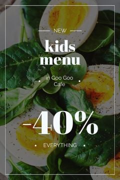 Kids Menu Offer Boiled Eggs with Spinach