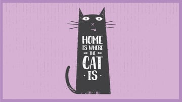 Funny Black Cat Purple Background