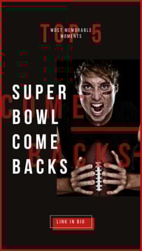 Super Bowl Annoucement with American football player with ball