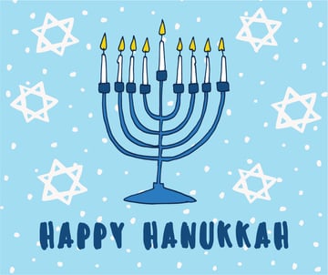 Happy Hanukkah Greeting with Menorah and Star of David