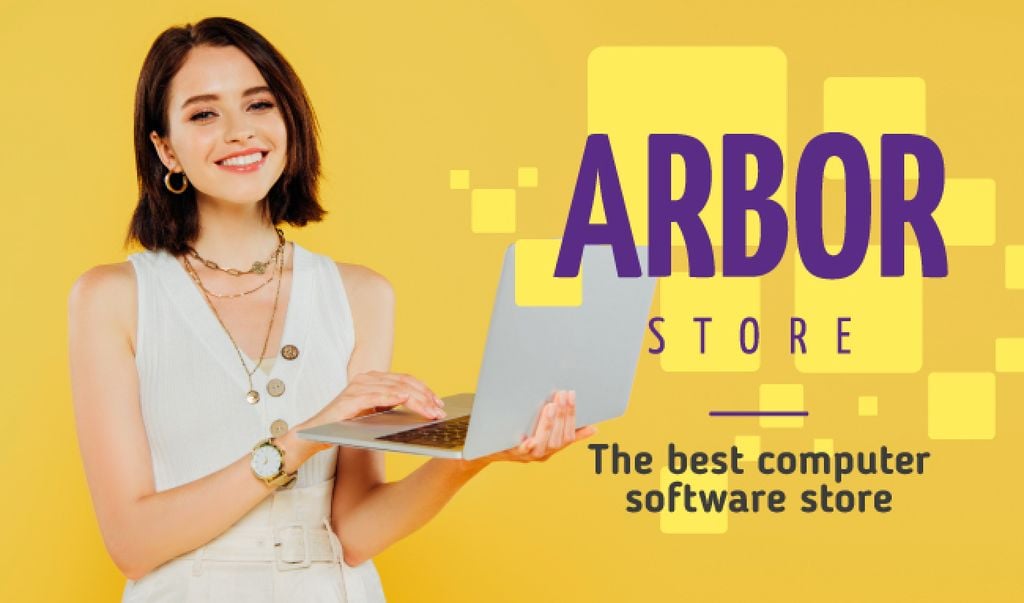 Software Store Ad Woman with Laptop — Crear un diseño Software Store Ad Woman with Laptop — Crear un diseño