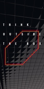 Think outside the box Quote on black tiles