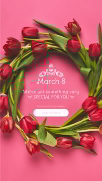 8 March Greeting Rotating Wreath of Tulips