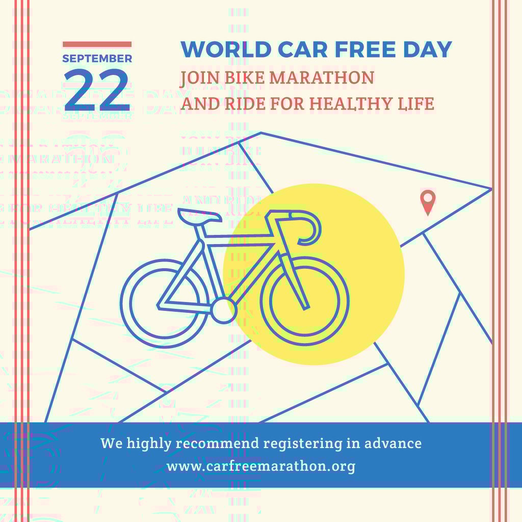 World car free day poster with bicycle — Maak een ontwerp World car free day poster with bicycle — Maak een ontwerp