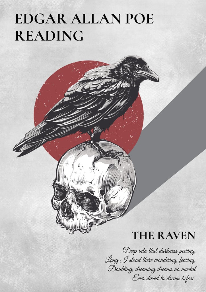 Artistic Poster with Raven Sitting on Skull | Poster Template — ein Design erstellen Artistic Poster with Raven Sitting on Skull | Poster Template — ein Design erstellen