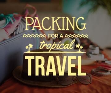 Packing for a tropical travel poster