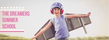 Boy playing pretending plane