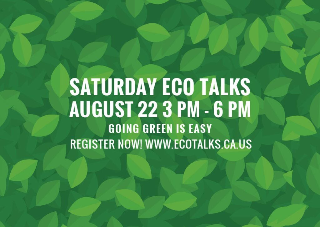 Saturday eco talks Announcement on green leaves — Создать дизайн Saturday eco talks Announcement on green leaves — Создать дизайн