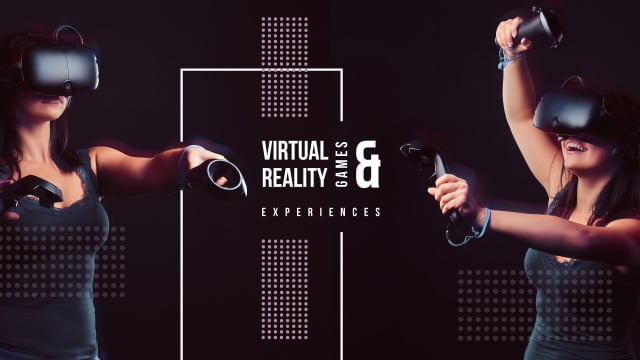 Woman using vr glasses Youtube Modelo de Design
