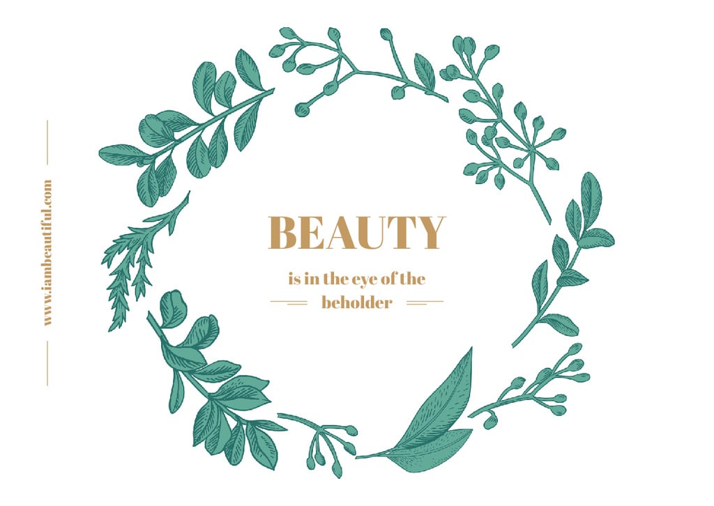 Beauty Quote with Green Floral Wreath Frame — ein Design erstellen Beauty Quote with Green Floral Wreath Frame — ein Design erstellen