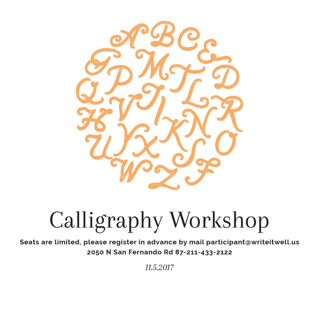 Calligraphy Workshop Announcement Letters on White — Створити дизайн Calligraphy Workshop Announcement Letters on White — Створити дизайн