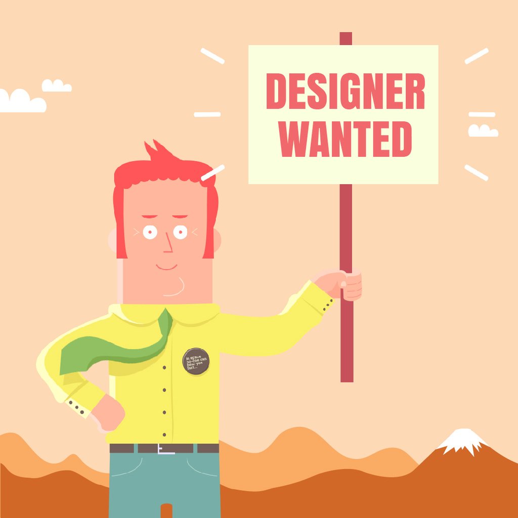 Friendly Man Holding Placard — Створити дизайн Friendly Man Holding Placard — Створити дизайн