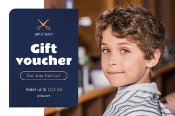 Kids Salon Ad with Boy at Haircut