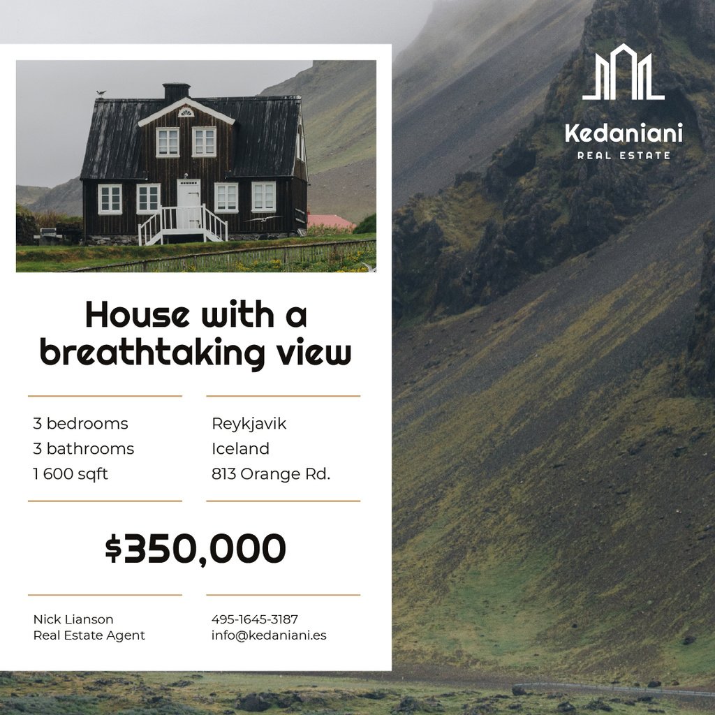 Real Estate Ad Beautiful House in Country Landscape — Create a Design Real Estate Ad Beautiful House in Country Landscape — Create a Design