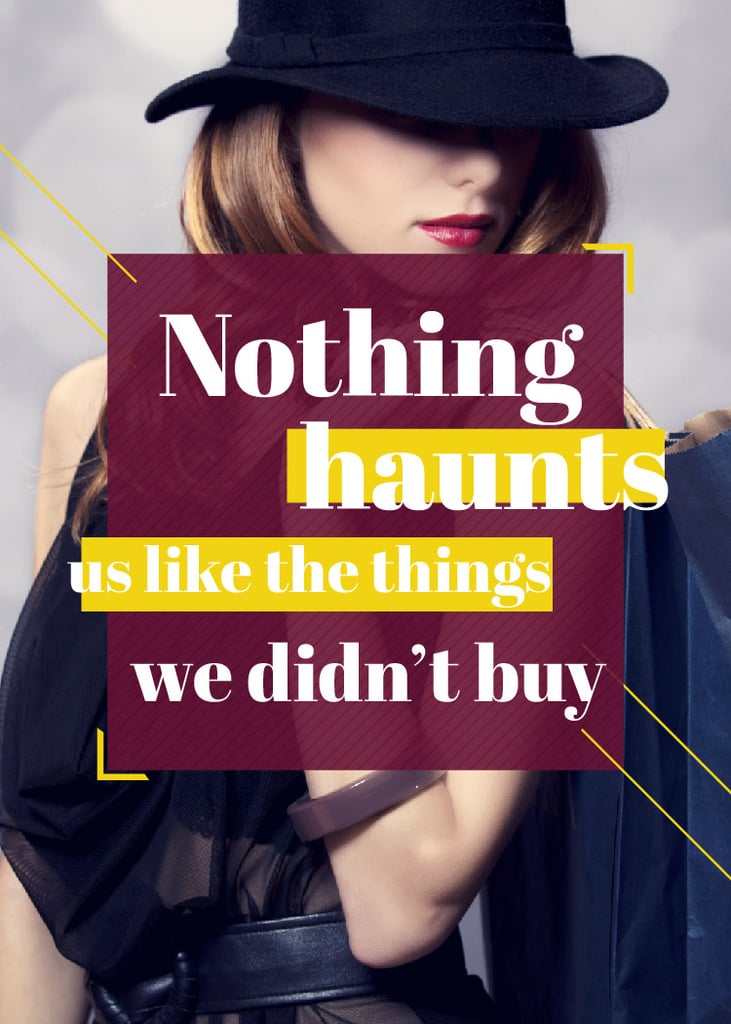 Shopping Quote Stylish Woman in Hat | Flyer Template — Створити дизайн Shopping Quote Stylish Woman in Hat | Flyer Template — Створити дизайн