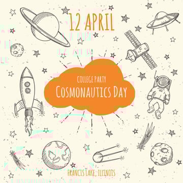 Cosmonautics day party announcement