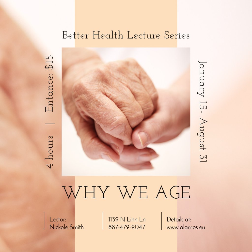 Healthcare Event Ad Holding Hand of Elder Patient — ein Design erstellen Healthcare Event Ad Holding Hand of Elder Patient — ein Design erstellen