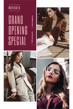 Fashion Store Grand Opening Announcement Stylish Woman