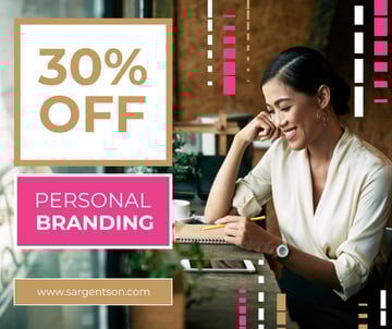 Branding Agency Offer with Businesswoman making notes