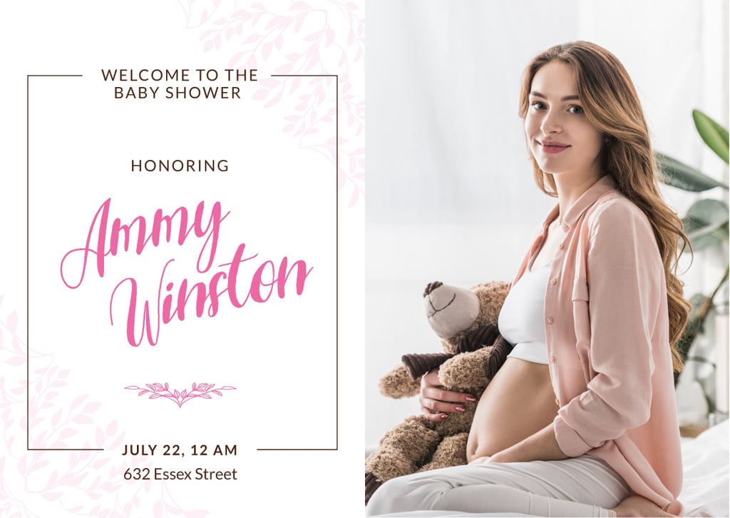 Baby Shower Invitation with Happy Pregnant Woman — Створити дизайн Baby Shower Invitation with Happy Pregnant Woman — Створити дизайн
