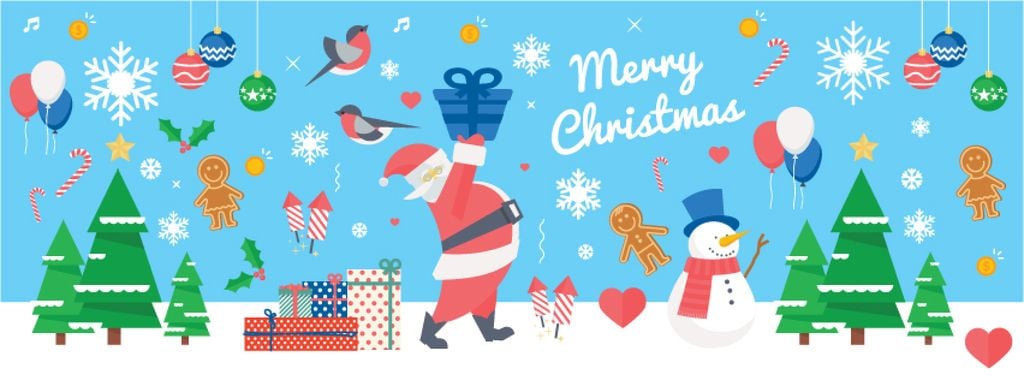 Christmas Holiday Greeting Santa Delivering Gifts | Facebook Cover Template — Crea un design Christmas Holiday Greeting Santa Delivering Gifts | Facebook Cover Template — Crea un design