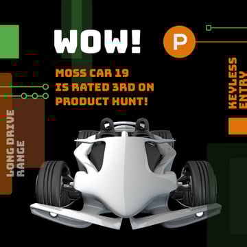 Product Hunt Launch Ad Sports Car | Square Video Template