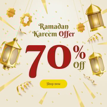 Ramadan Kareem Offer Golden Lanterns | Instagram Post Template