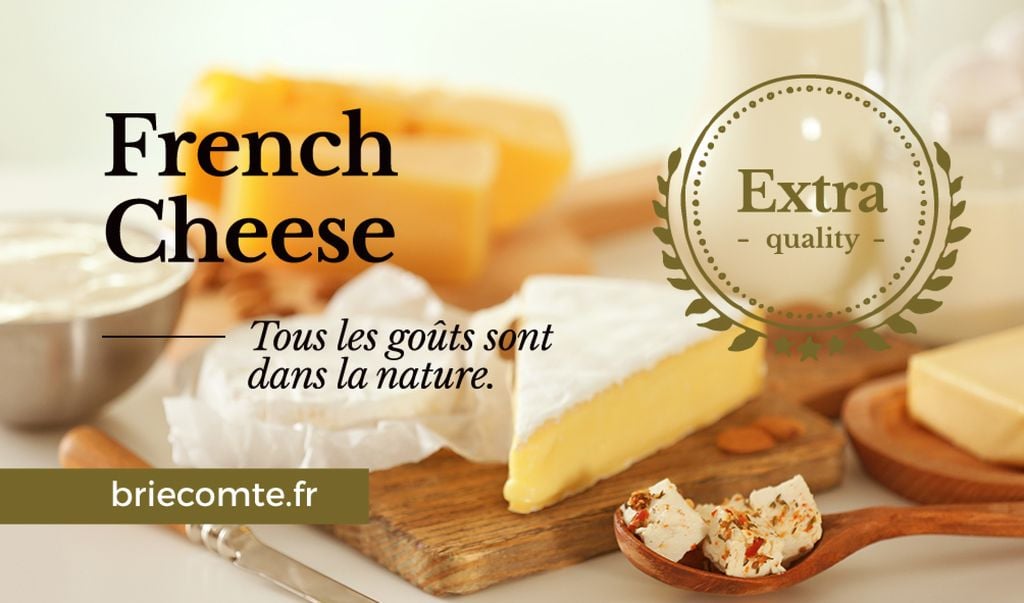 French Cheese Advertisement | Business Card Template — Maak een ontwerp French Cheese Advertisement | Business Card Template — Maak een ontwerp