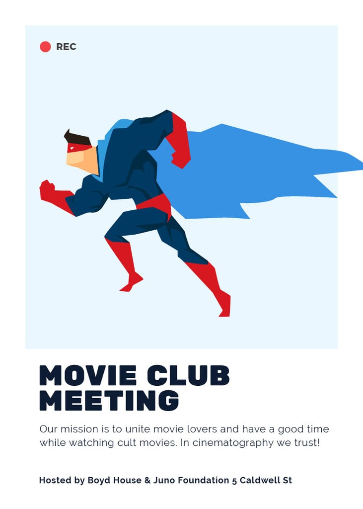 Movie Club Meeting Man in Superhero Costume — Create a Design Movie Club Meeting Man in Superhero Costume — Create a Design
