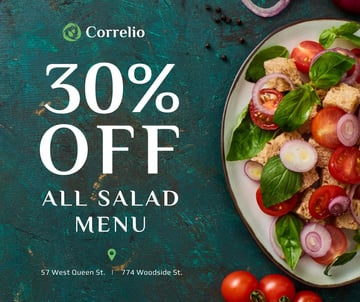 Salad menu offer with fresh vegetables