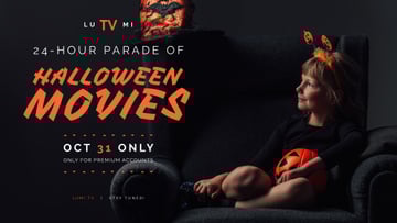 Halloween Movies Parade Announcement Girl in Costume