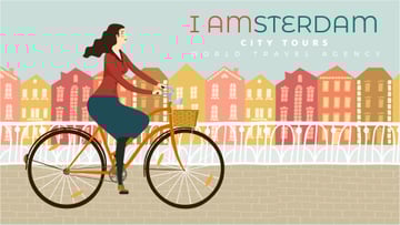 City Tour Ad Girl Cycling in Amsterdam