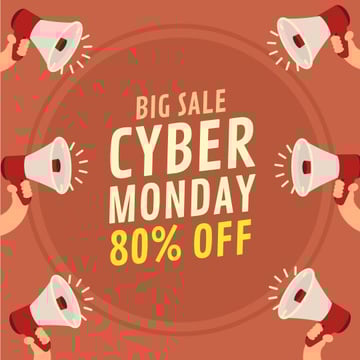 Cyber Monday Ad with Hands Holding Megaphones
