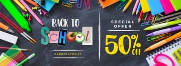Back to School Sale Stationery on Blackboard