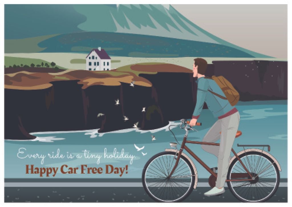 happy car free day poster with bicycle — Create a Design happy car free day poster with bicycle — Create a Design
