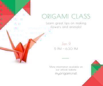 Origami Classes Invitation Paper Bird in Red