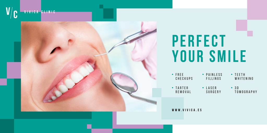 Dental Clinic Offer Woman Smiling at Checkup - Bir Tasarım Oluşturun Dental Clinic Offer Woman Smiling at Checkup - Bir Tasarım Oluşturun