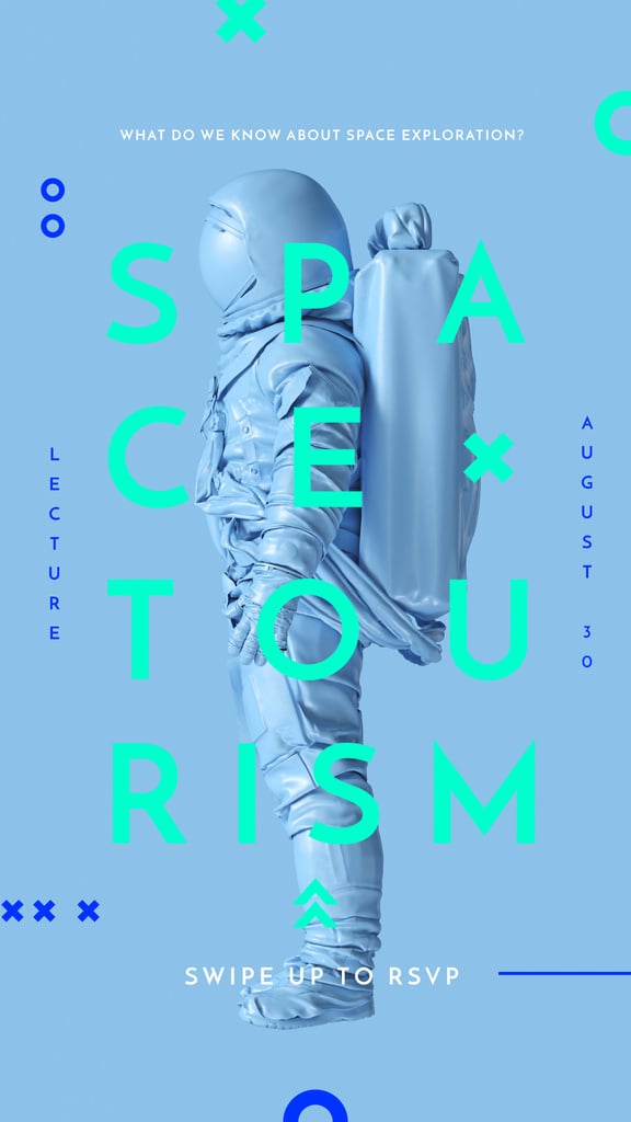 Space Tourism Man in Astronaut Suit in Blue — ein Design erstellen Space Tourism Man in Astronaut Suit in Blue — ein Design erstellen