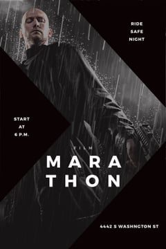 Film Marathon Ad Man with Gun under Rain