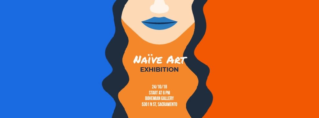 Exhibition Announcement Simple Drawing of Woman | Facebook Video Cover Template — Maak een ontwerp Exhibition Announcement Simple Drawing of Woman | Facebook Video Cover Template — Maak een ontwerp