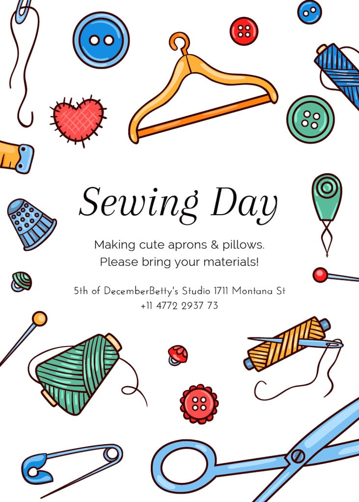 Sewing day event with needlework tools — Створити дизайн Sewing day event with needlework tools — Створити дизайн