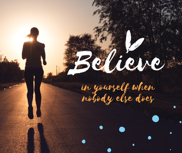 Inspiration Quote on Girl running on road