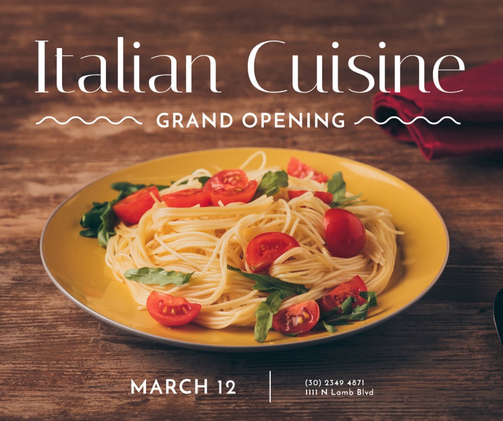 Pasta Restaurant Opening Tasty Italian Dish — Modelo de projeto Pasta Restaurant Opening Tasty Italian Dish — Modelo de projeto